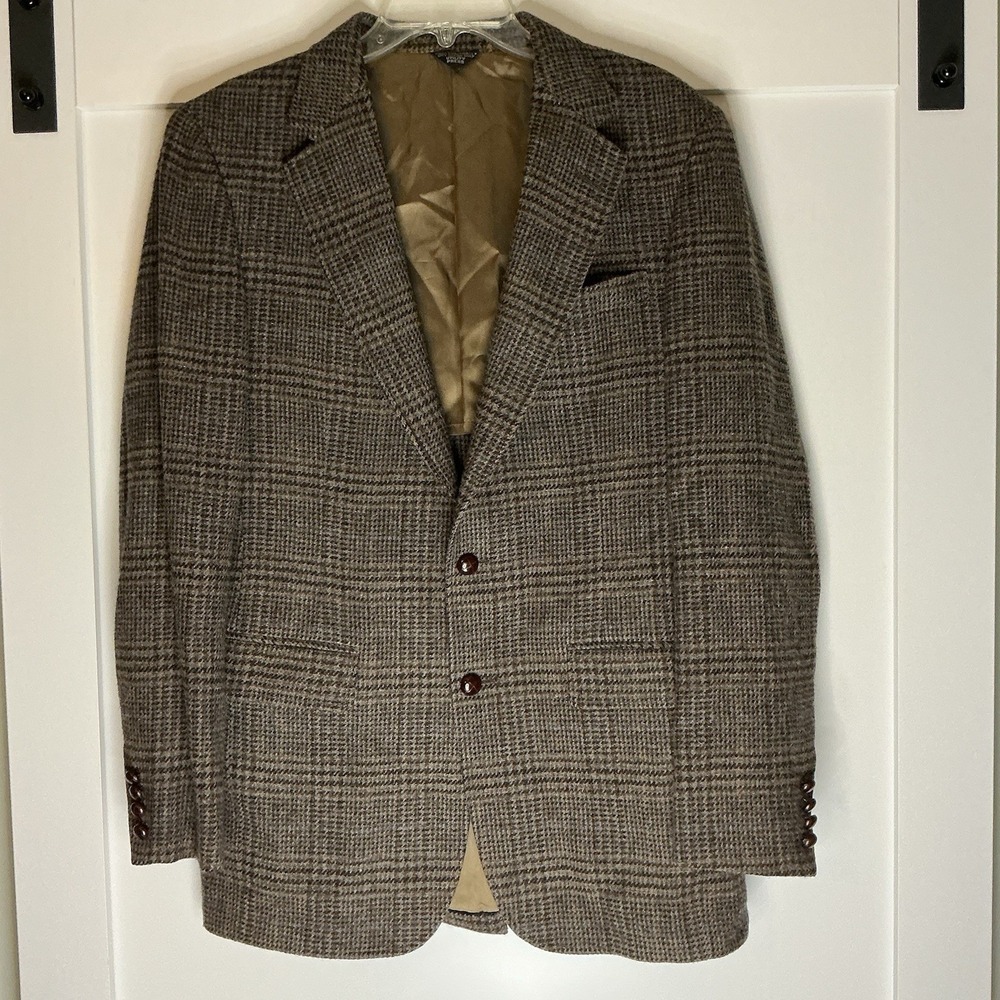 VTG Cricket Club Wool Tweed Blazer Men's 42R Brown English‎ Countryside Heritage
